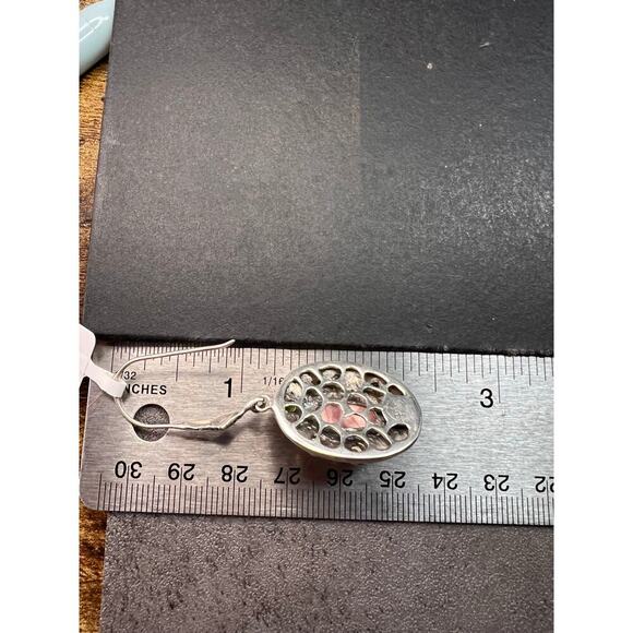 NEW Bali rhodochrosite multi gem sterling silver earrings - Picture 2 of 9